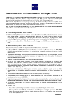 Previzualizare imaginea General Terms of Use and Licence Conditions ZEISS Digital Services