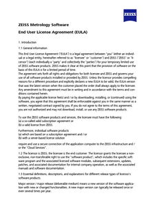 Previzualizare imaginea ZEISS Metrology Software End User License Agreement (EULA)