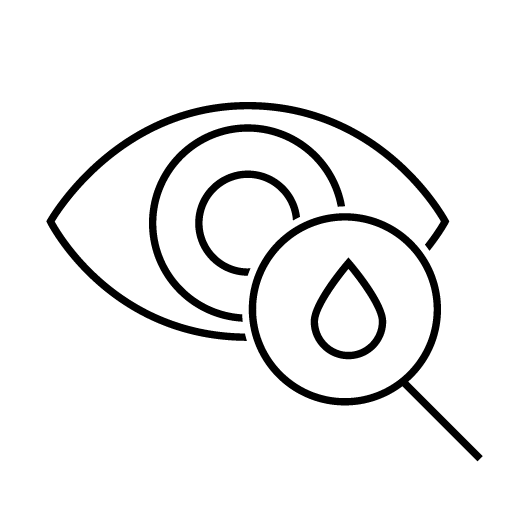 Pictogramă ochi cu picătură de apă în față.