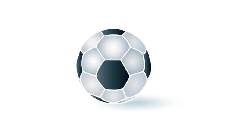 Ilustrație 3D a unei mingi de fotbal alb cu negru.