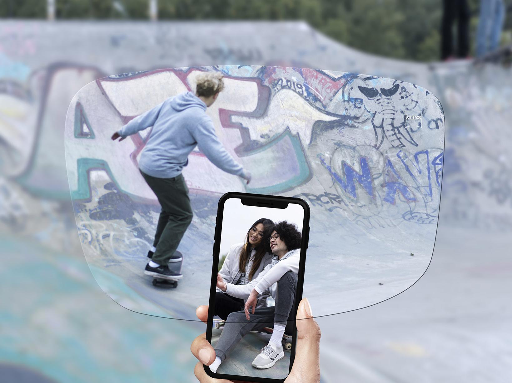 Un skate park văzut prin lentilele monofocale ZEISS SmartLife.