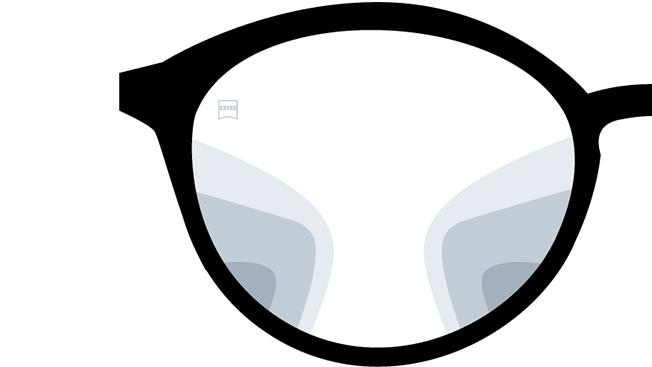 Vizualizare cu lentile progresive ZEISS Precision Plus. Imaginea arată vederea prin lentile.