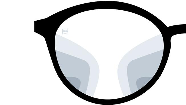 Vizualizare cu lentile progresive ZEISS Precision Pure. Imaginea arată vederea prin lentile.