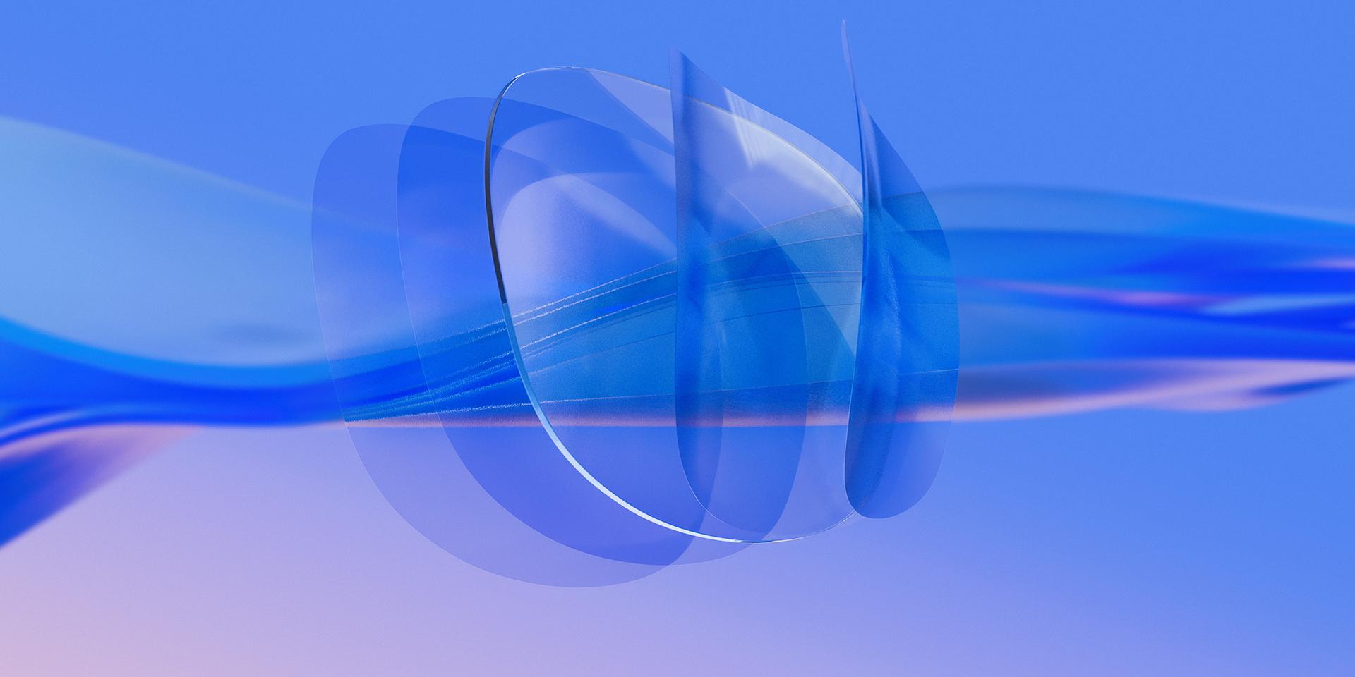 Reprezentarea CGI 3D a unei perechi de lentile ZEISS incolore pe care sunt aplicate mai multe straturi ultra-subțiri de tratament, pe suprafața posterioară și frontală a lentilelor.