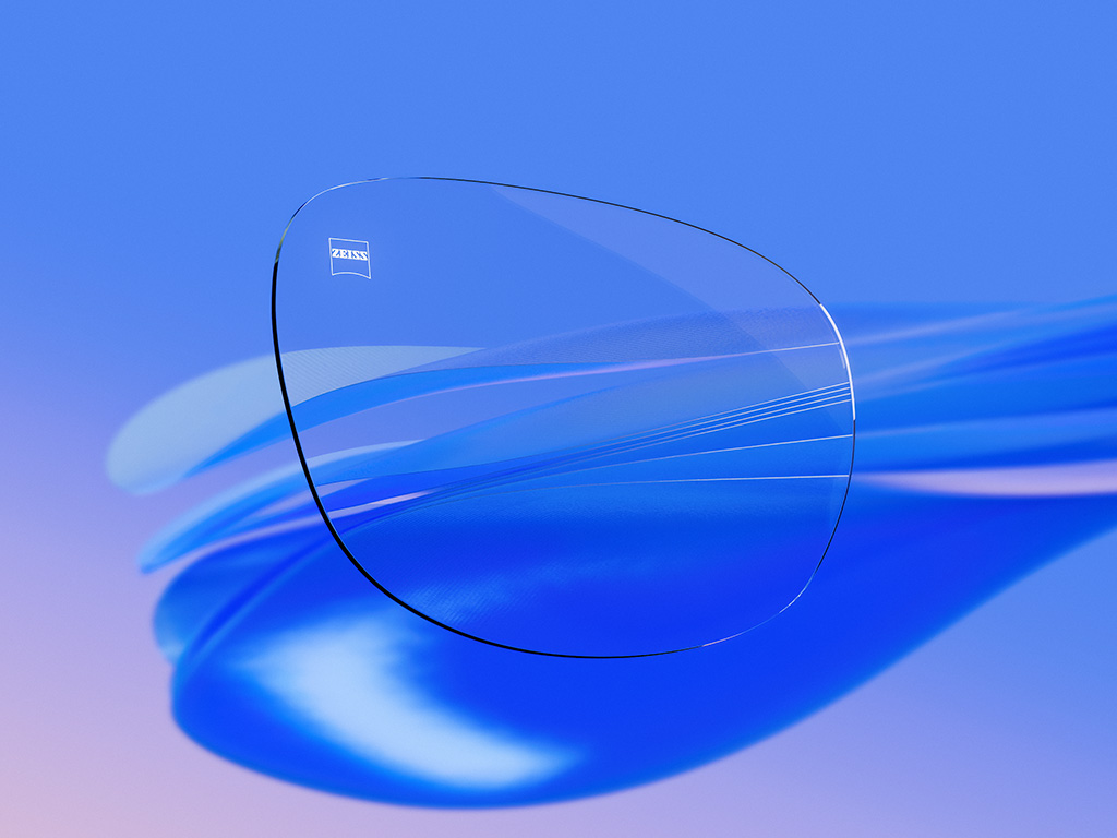 Ilustrație CGI 3D a unor lentile incolore pentru ochelari de vedere cu reflexii minime care subliniază claritatea excepțională și calitatea optică.