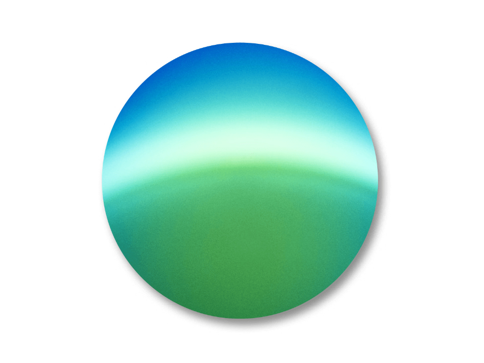 ZEISS DuraVision Mirror verde cu o estompare albastră în partea de sus.