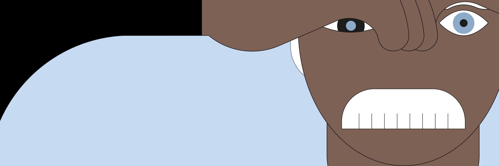 O ilustrare cu mulți copii și adolescenți diferiți cu ochelari în forme și culori diferite pe fundal negru. 